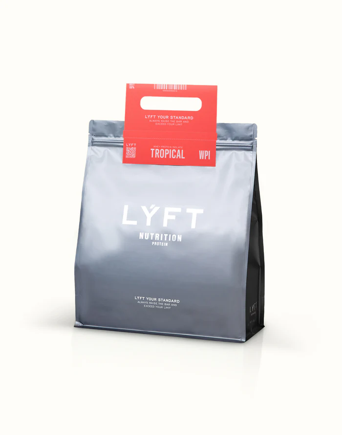 LYFTホエイプロテイントロピカル味のパッケージ